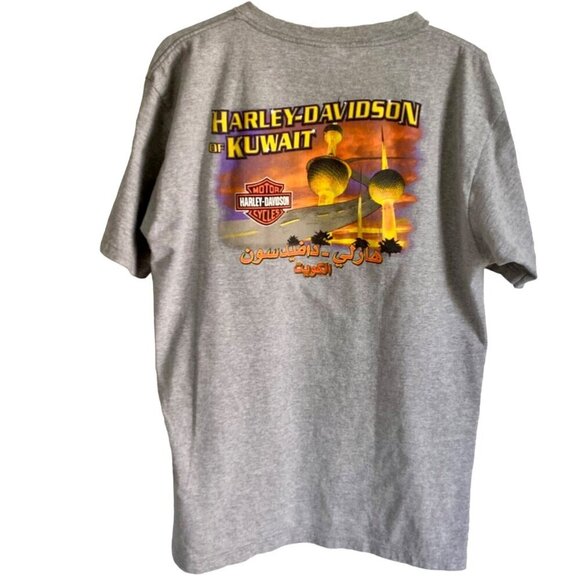 Harley Davidson of Kuwait Grey Cotton Tee Shirt with Colorful Graphic Mens Large - Picture 1 of 9